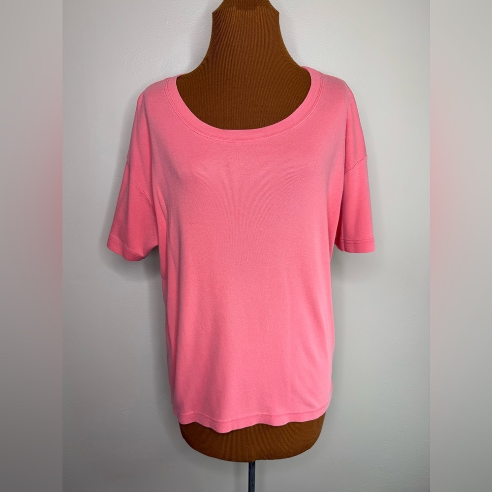 Chico's Design Coral Pink Short Sleeve Cotton Tee Size Large